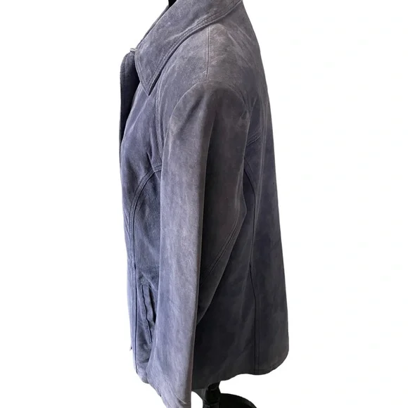 Women’s Leather Blue Button Down Jacket Size Large…Discontinued! - Picture 2 of 13